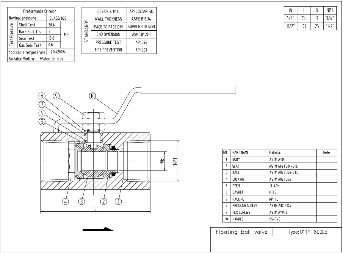Q11Y-800LB-NPT-A105